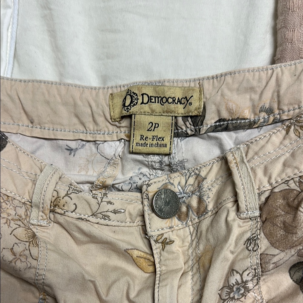 Democracy Floral Beige Pants